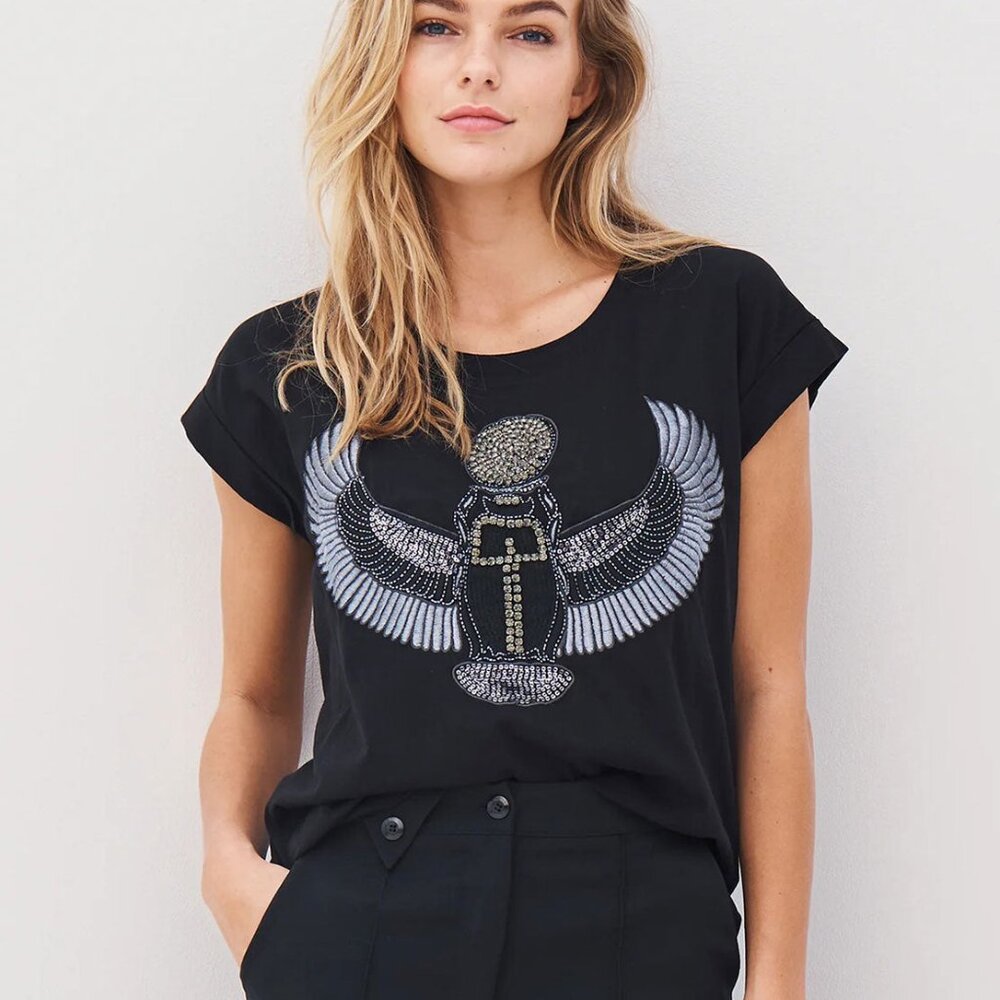 Nu Alise Angel Embellished Tee - Size S NWT